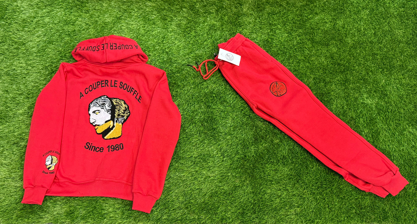A Couper Le Souffle Red Kids Sweatsuit Sets