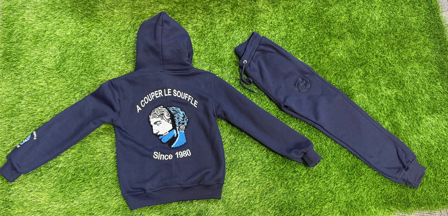 A Couper Le Souffle Dark Blue Kids Sweatsuit Sets