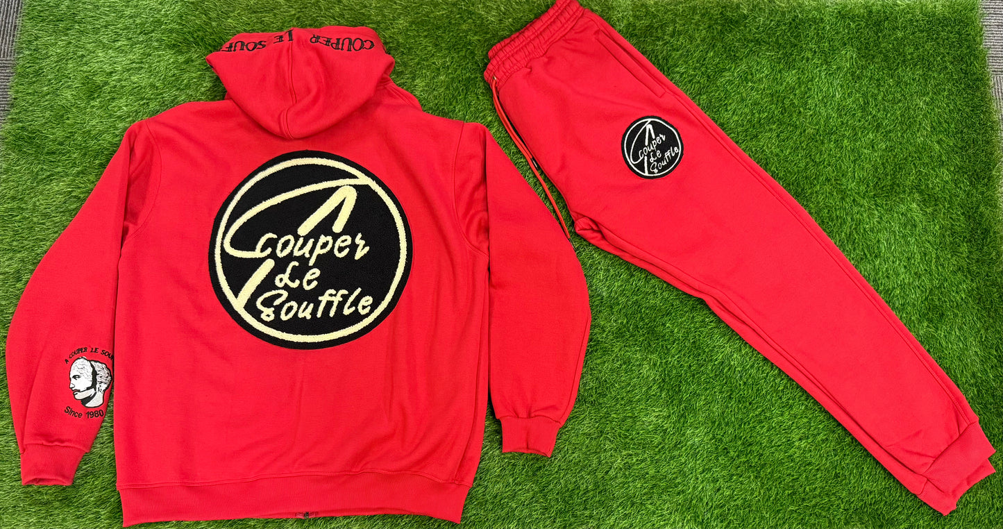 A Couper Le Souffle Unisex Red SweatSuit Logo