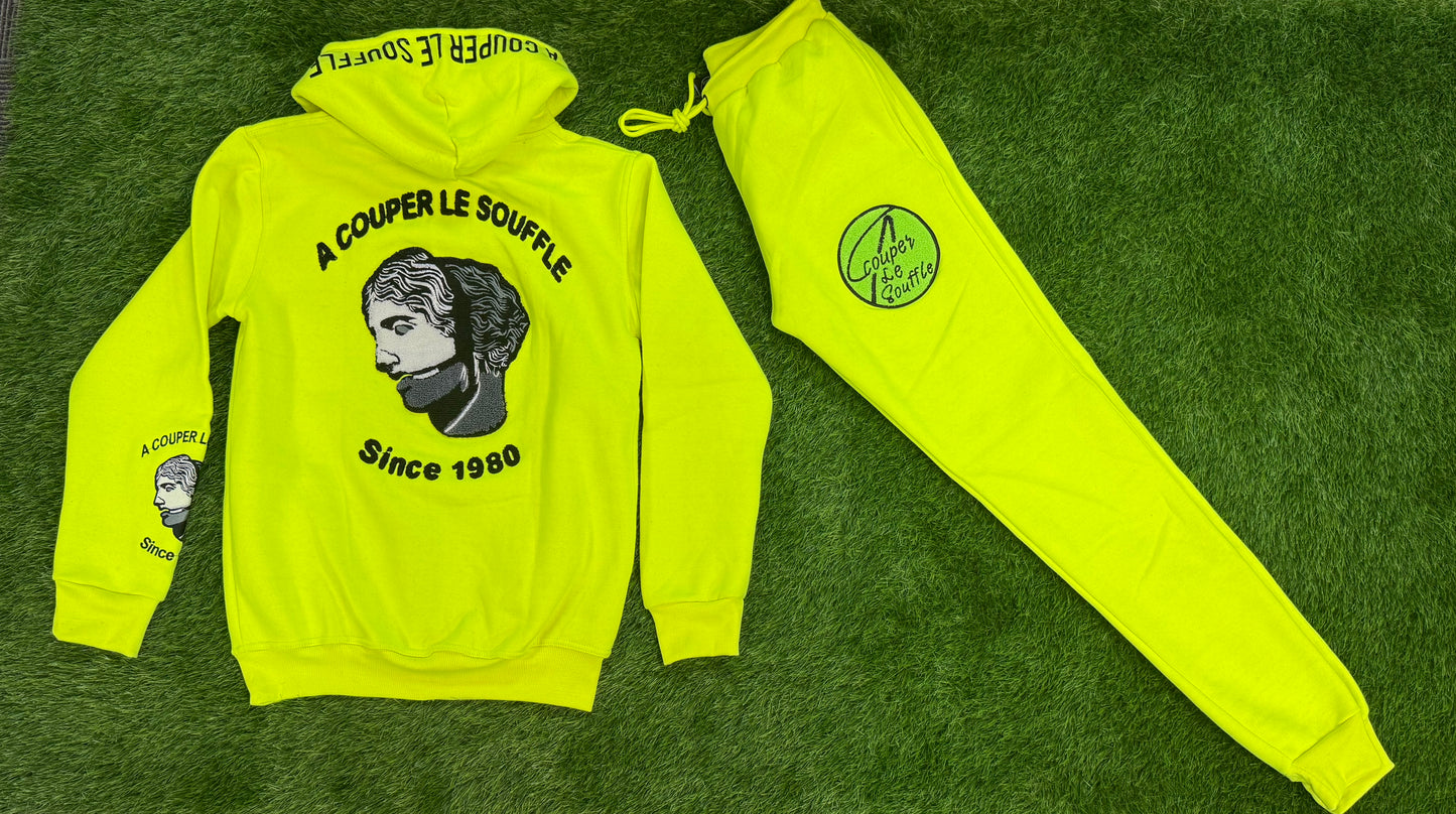 A Couper Le Souffle Unisex Lime Green SweatSuit Logo