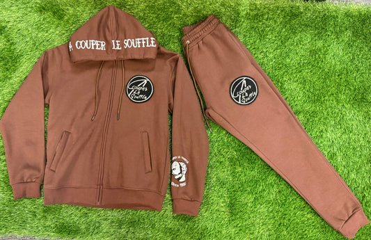 A Couper Le Souffle Unisex Brown SweatSuit Logo
