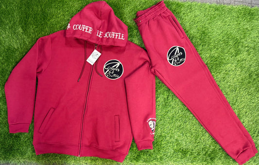 A Couper Le Souffle Unisex Burgundy SweatSuit Logo