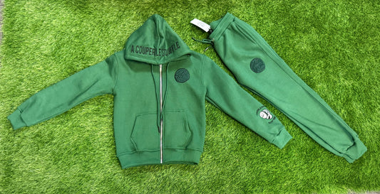 A Couper Le Souffle Dark Green Kids Sweatsuit Sets