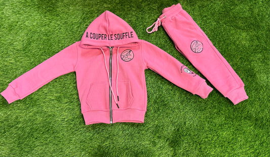 A Couper Le Souffle Pink Kids Sweatsuit Sets