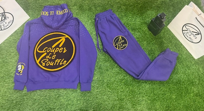 Purple&Yellow sweatsuits with stones