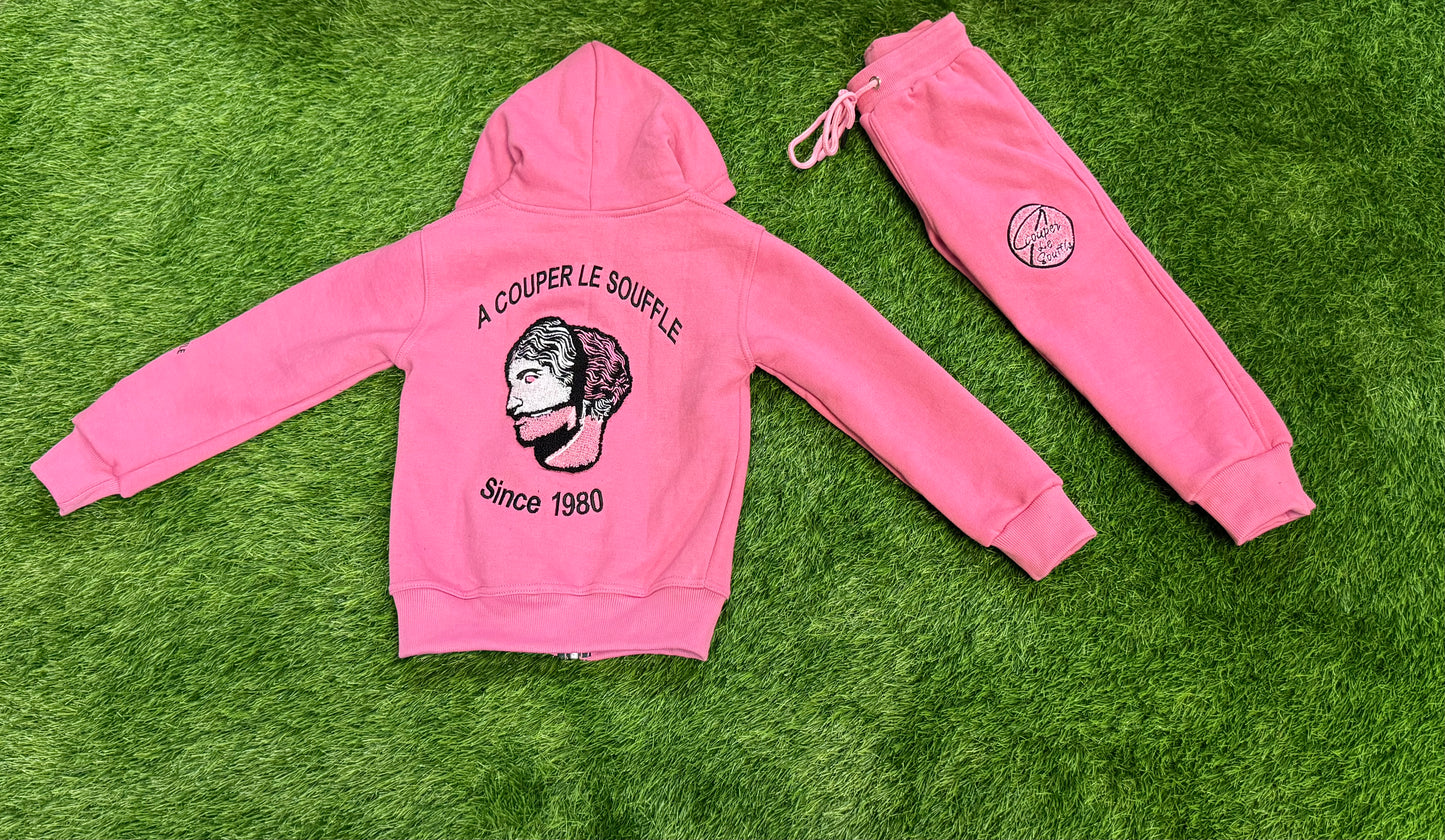 A Couper Le Souffle Pink Kids Sweatsuit Sets