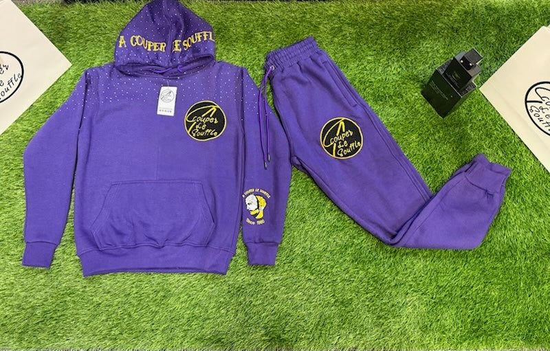 Purple&Yellow sweatsuits with stones