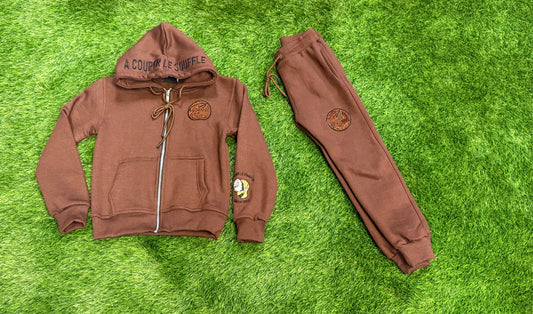 A Couper Le Souffle Brown Kids Sweatsuit Sets
