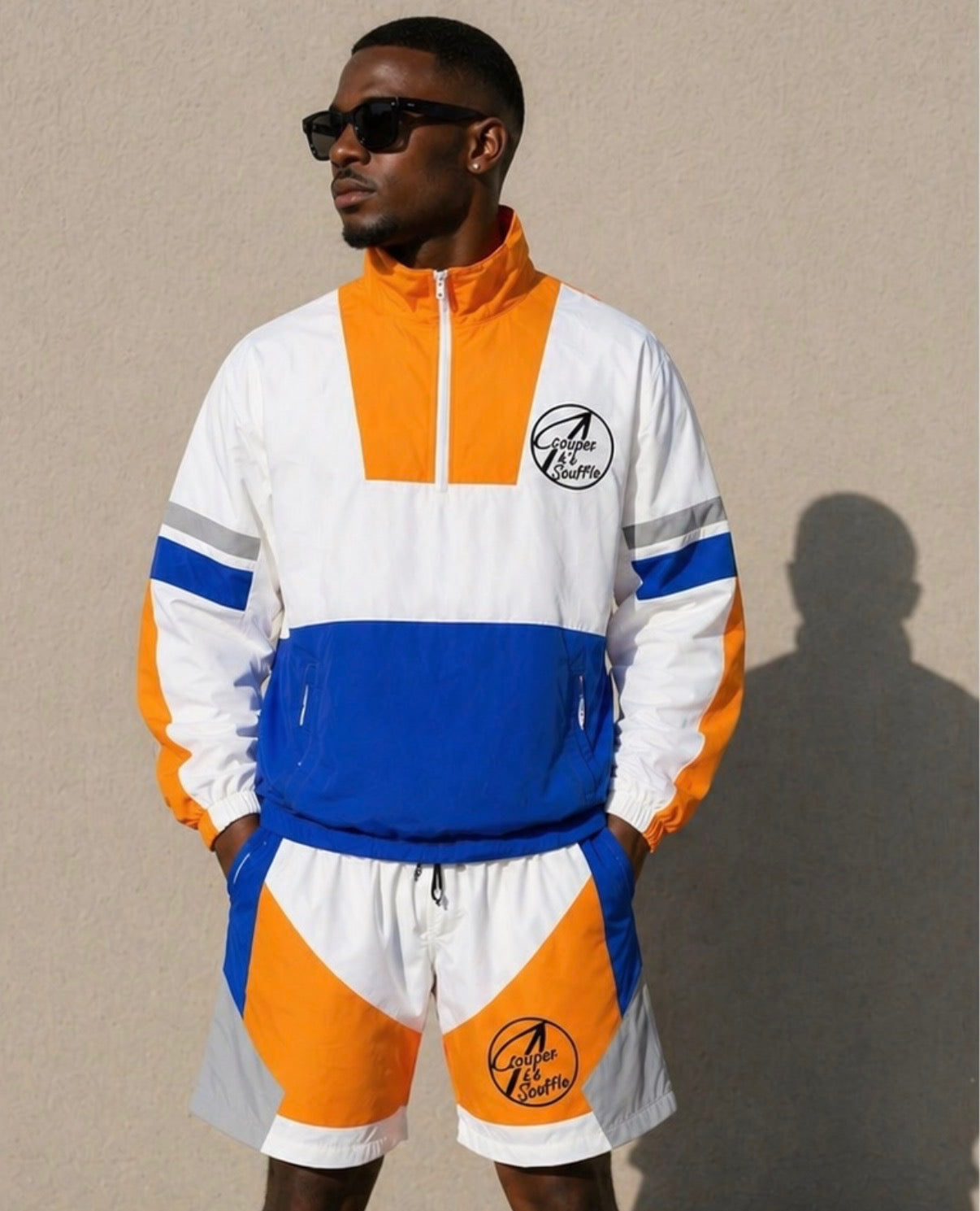 Royal Windbreaker Set – Blue/Orange Edition