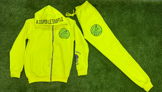 A Couper Le Souffle Unisex Lime Green SweatSuit Logo