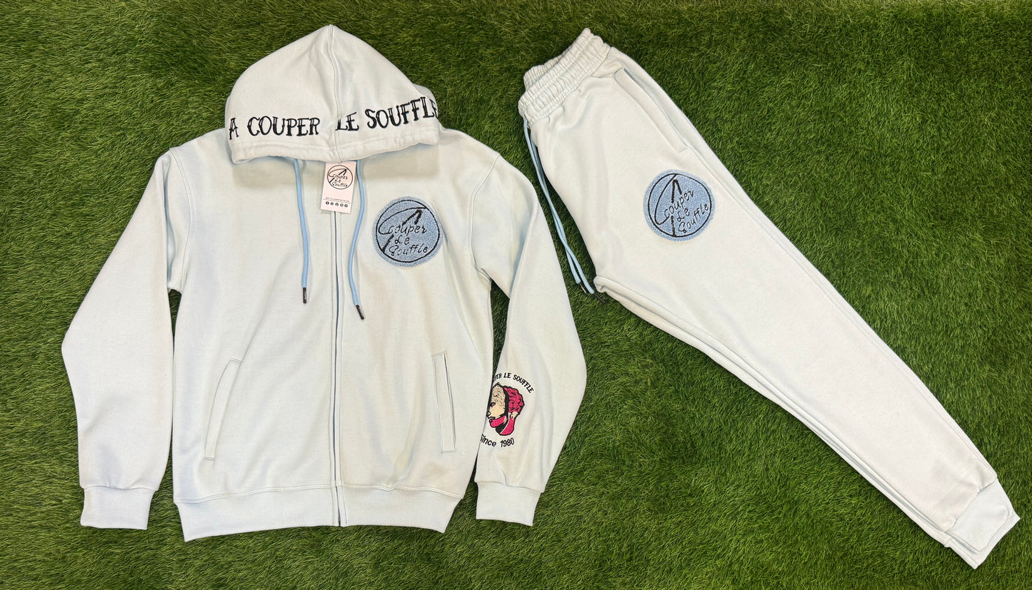 A Couper Le Souffle Unisex Baby Blue SweatSuit Logo